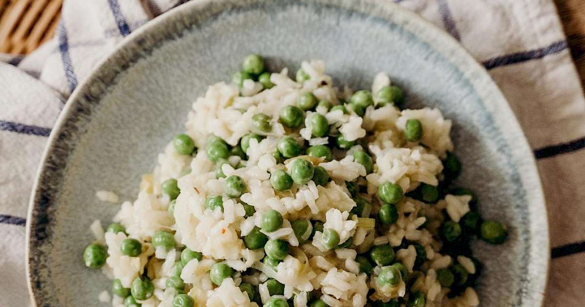 Broad bean and pea risotto